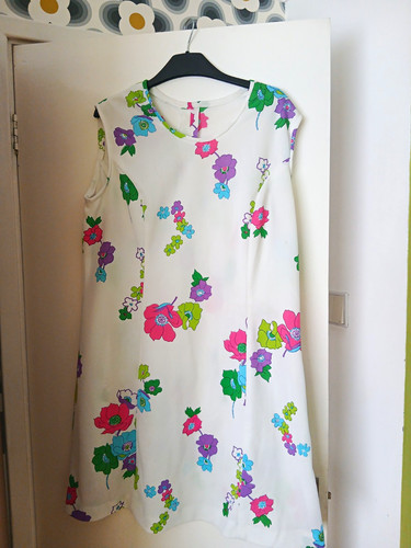 Vintage 60s mod white multi - vintage,