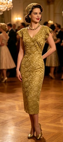 Vintage 1950s style gold - 1950s, lace