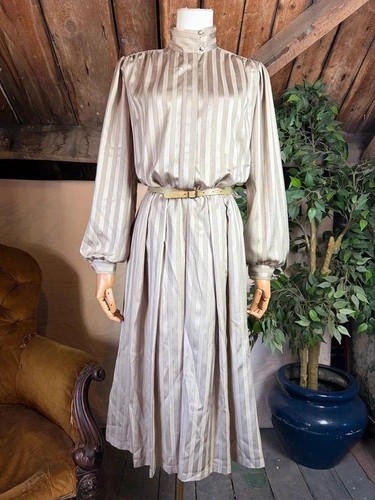 Vintage 80s green gold stripe - gold,