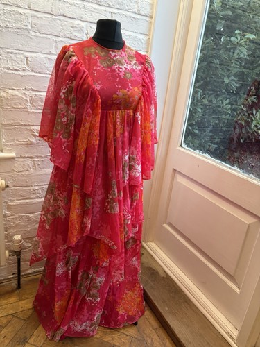 Vintage 1970s floral chiffon - vintage,