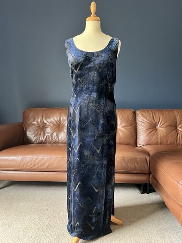 Vintage blue devore silk - blue,