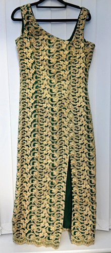 Vintage green gold - green/gold, embroidered