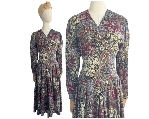 Vintage 80s 90s paisley - , dress