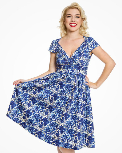 Lindy bop floral dress - floral, blue