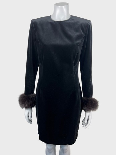 Vintage black velvet dress - black,