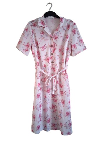 White pink floral dress - white, &