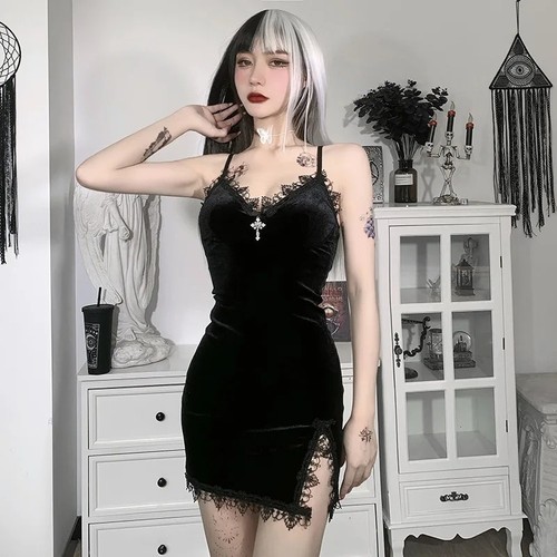 Women black mini dress - women's,