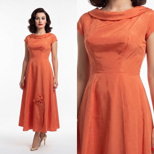 Vintage 1950s orange evening